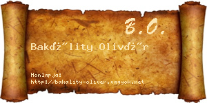 Bakálity Olivér névjegykártya